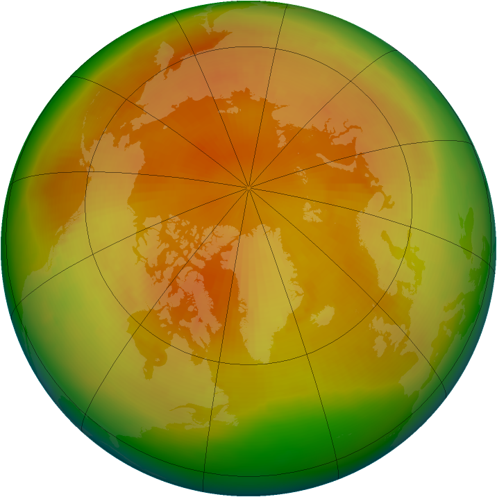Arctic ozone map for April 1998